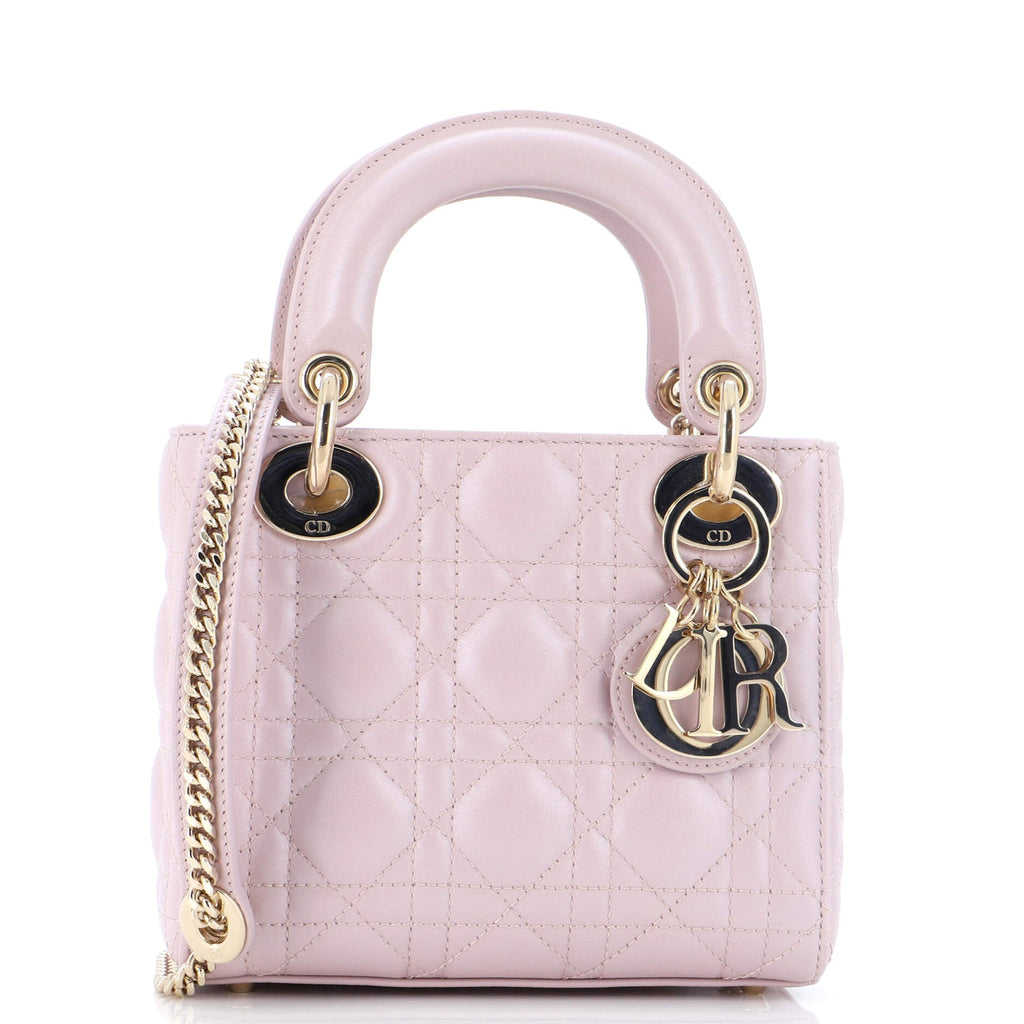 Lady Dior Chain Bag Cannage Quilt Iridescent Leather Mini