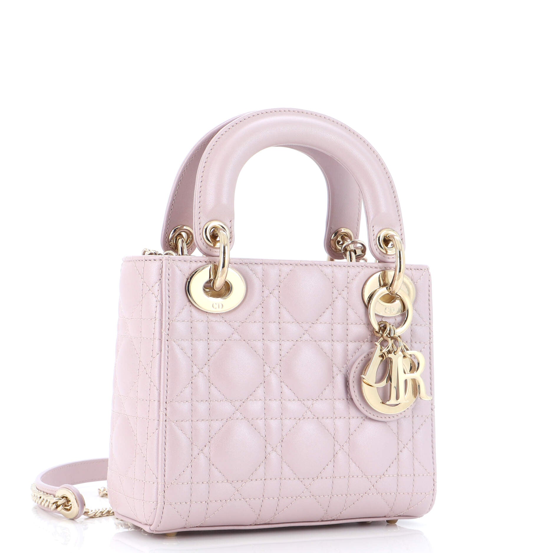 Lady Dior Chain Bag Cannage Quilt Iridescent Leather Mini