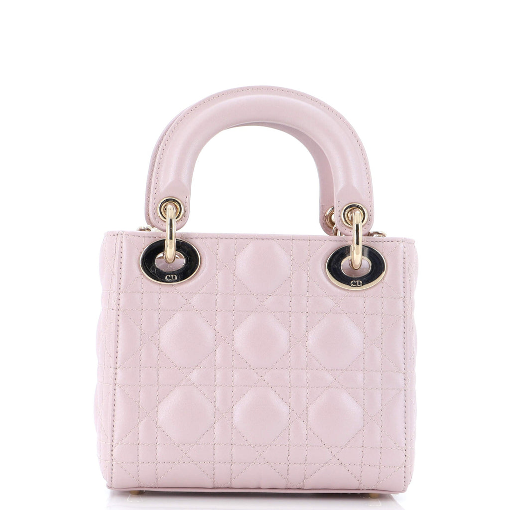Lady Dior Chain Bag Cannage Quilt Iridescent Leather Mini