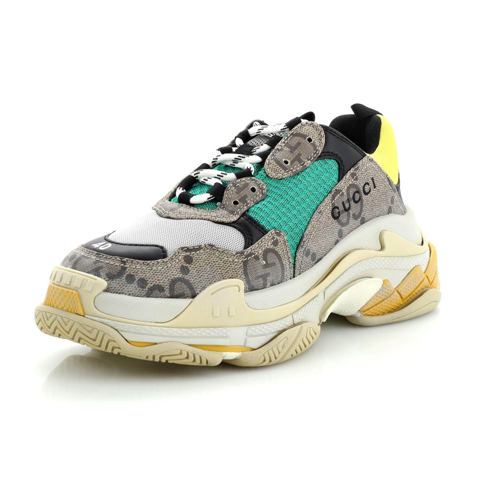 x Gucci The Hacker Project Men's Triple S Sneakers GG Coated Canvas and Fabric