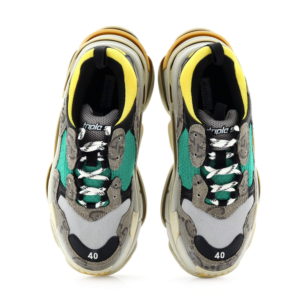 x Gucci The Hacker Project Men's Triple S Sneakers GG Coated Canvas and Fabric