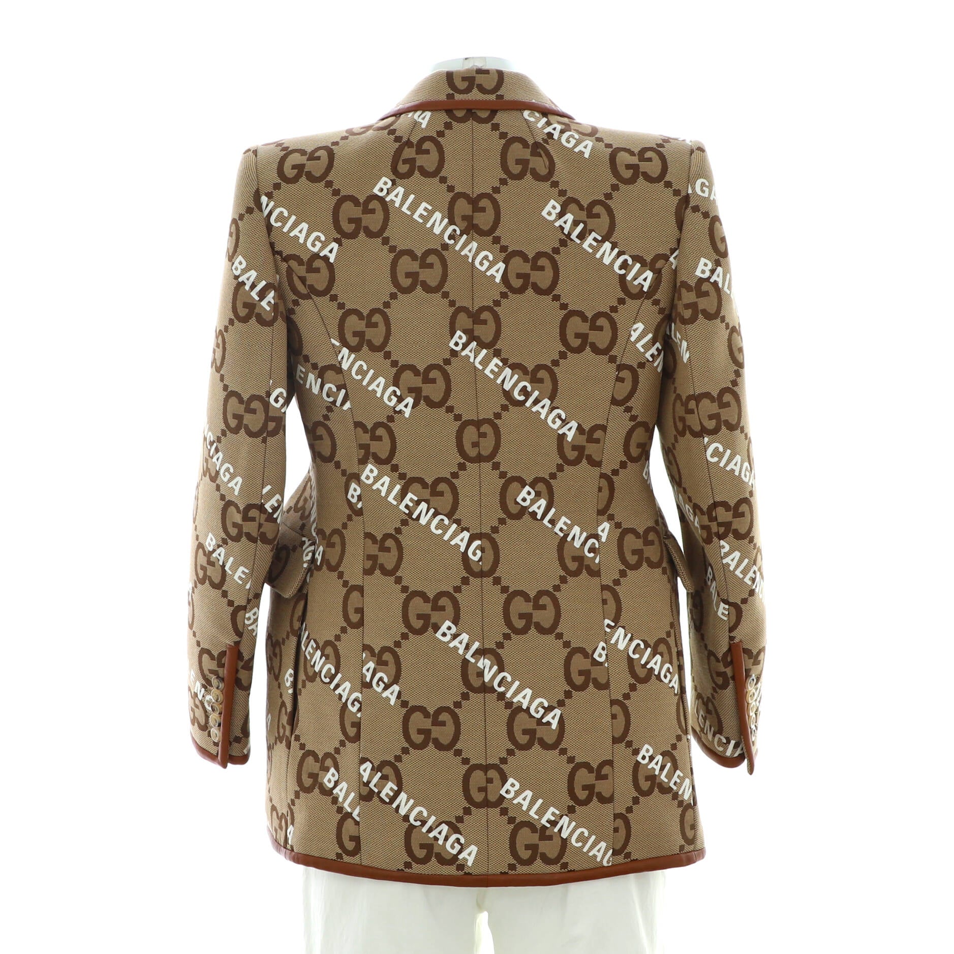 x Balenciaga The Hacker Project Men's Blazer Jacket All Over Jumbo GG Canvas Cotton Blend