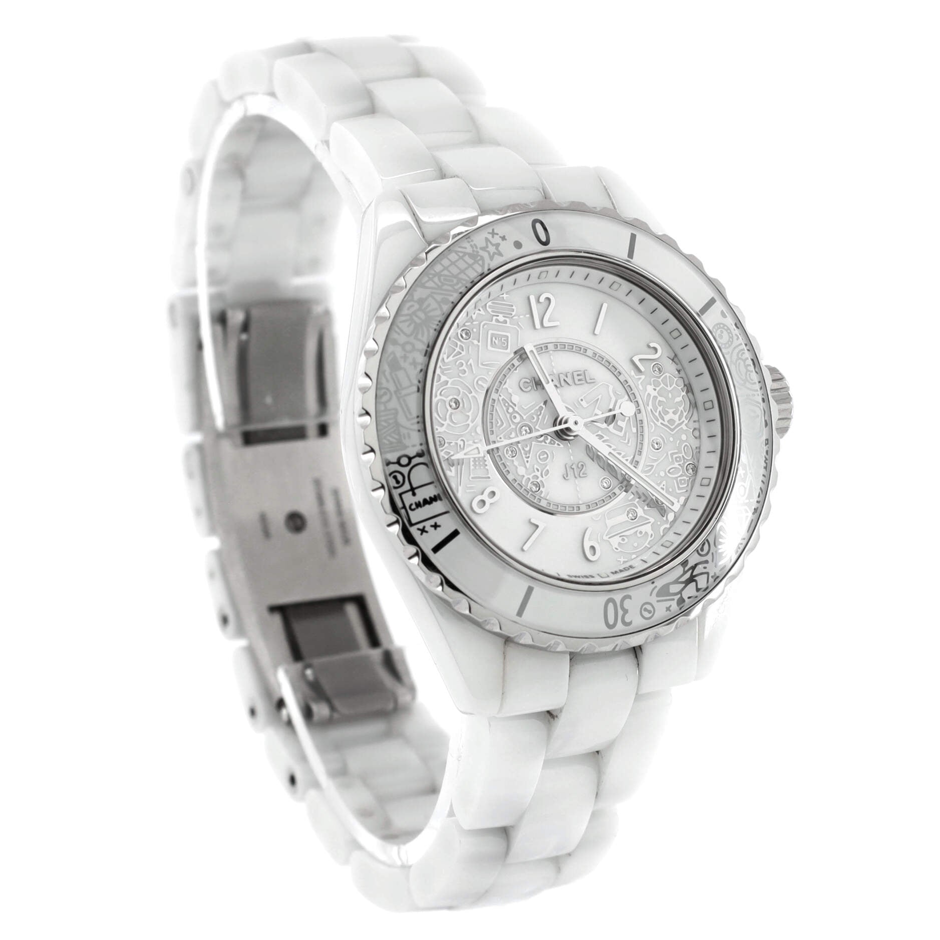 J12-20 Limited Edition Quartz Watch Ceramic and Stainless Steel with Diamonds 33