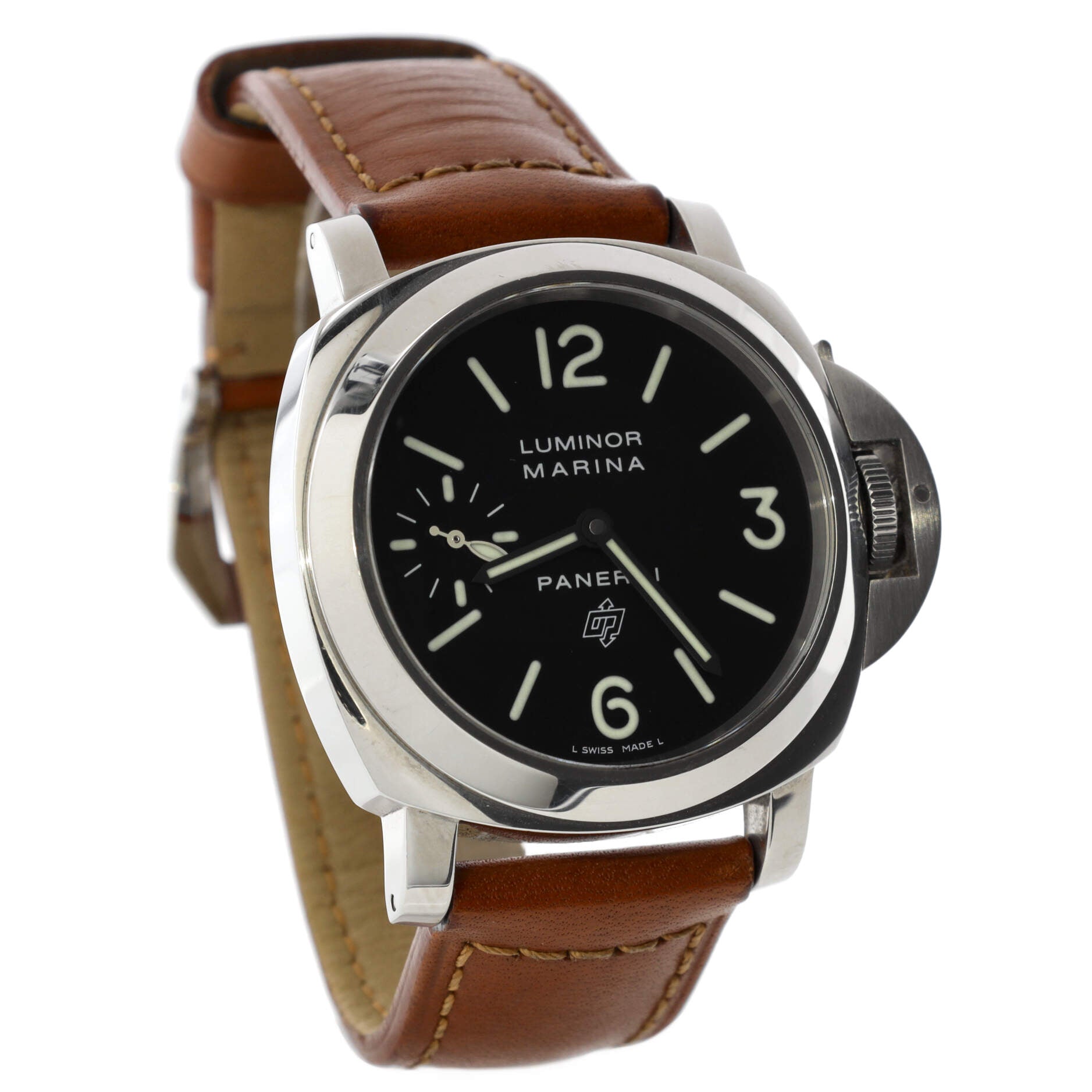 Luminor Marina Logo Manual Watch Stainless Steel and Leather 44