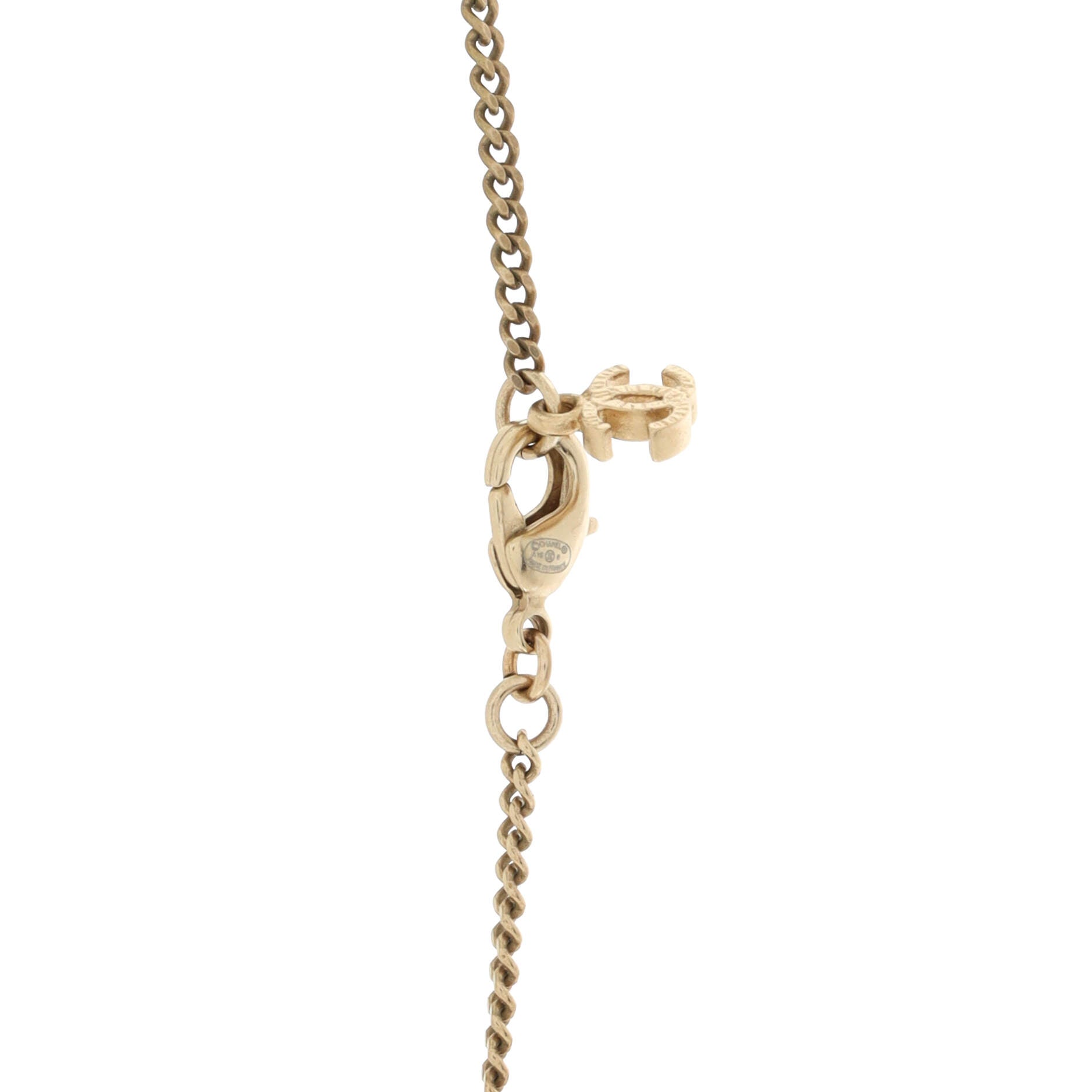 CC Pendant Necklace Metal with Crystals