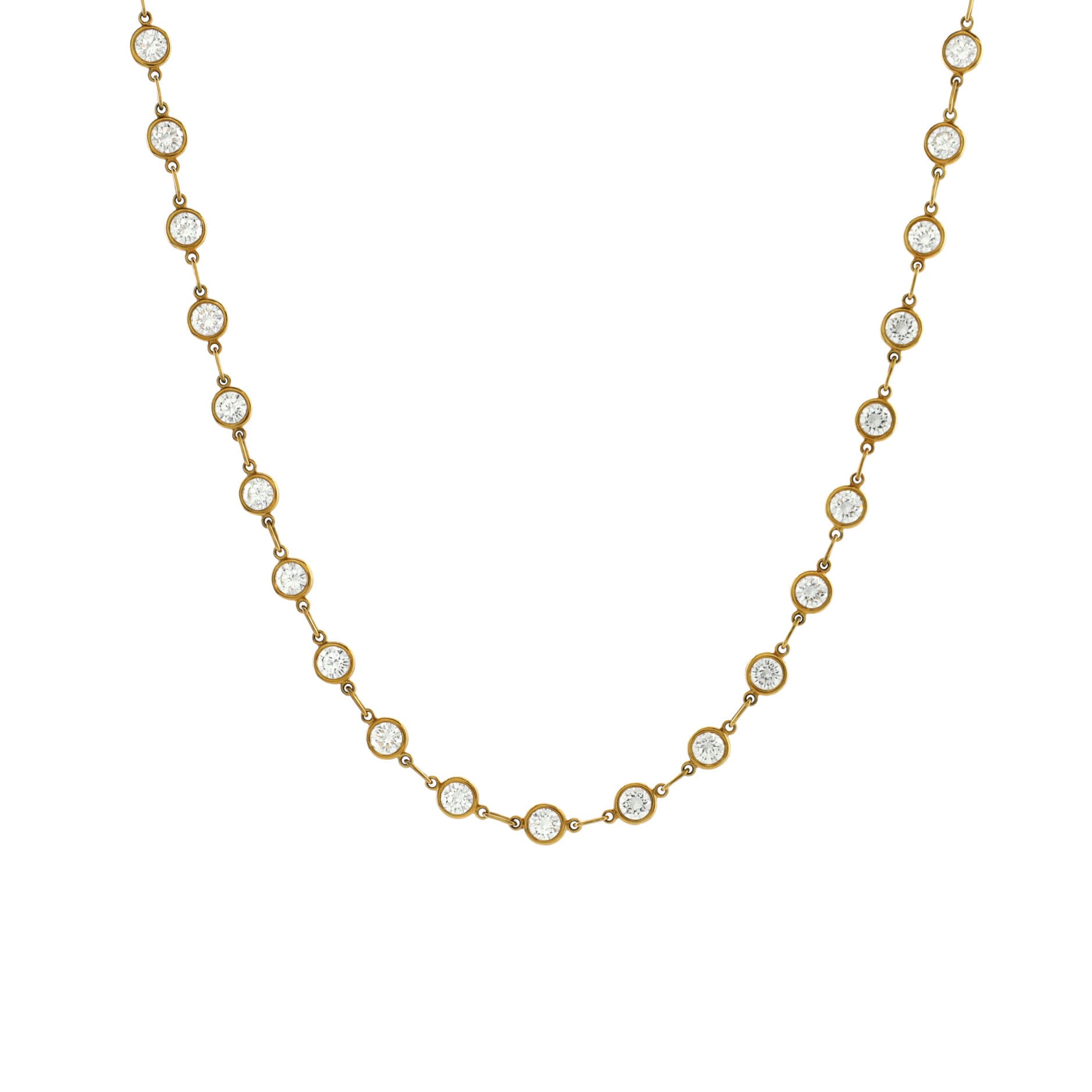 Elsa Peretti 48 Diamonds By The Yard Continuous Necklace 18K Yellow Gold and Diamonds 4.5mm