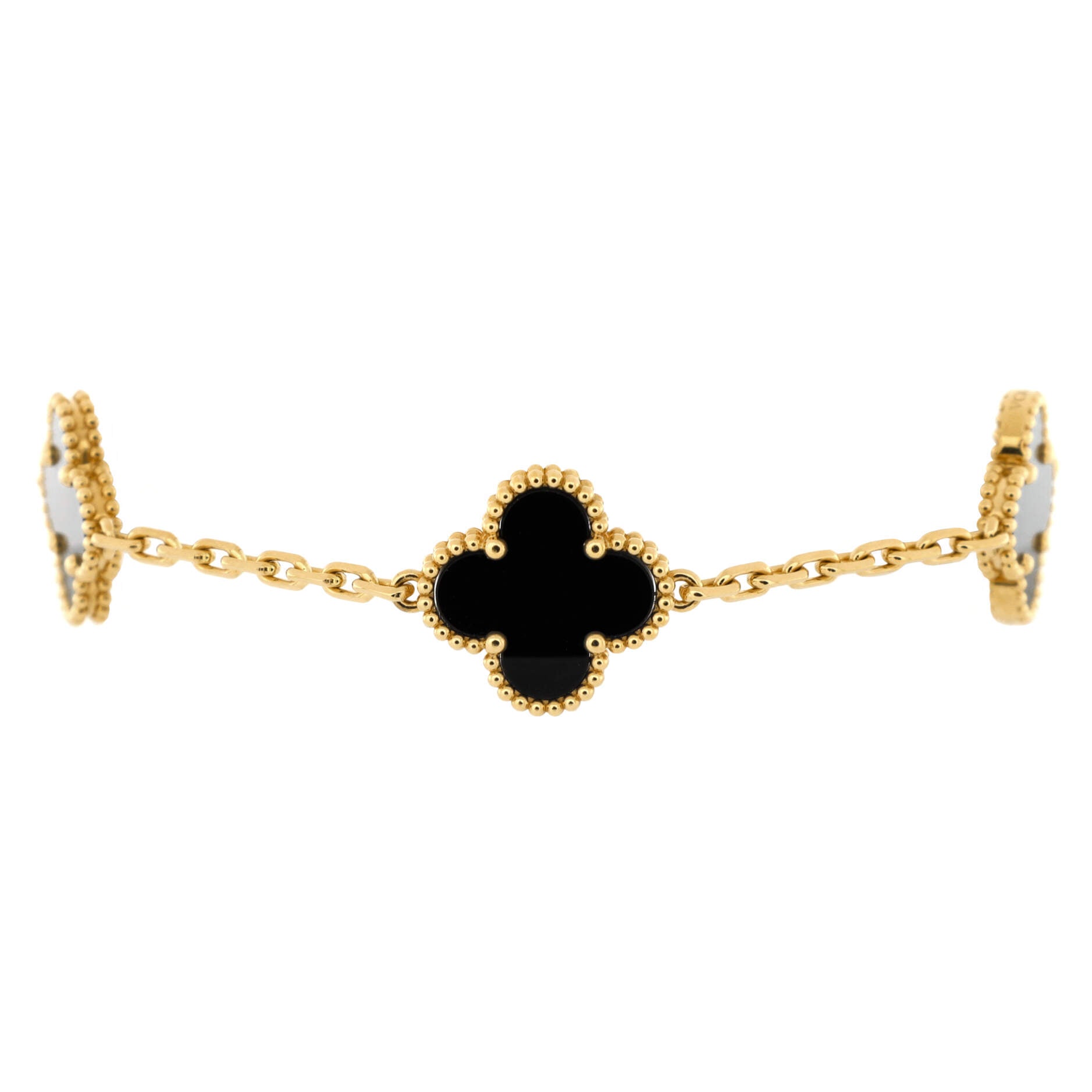 Vintage Alhambra 5 Motifs Bracelet 18K Yellow Gold and Onyx