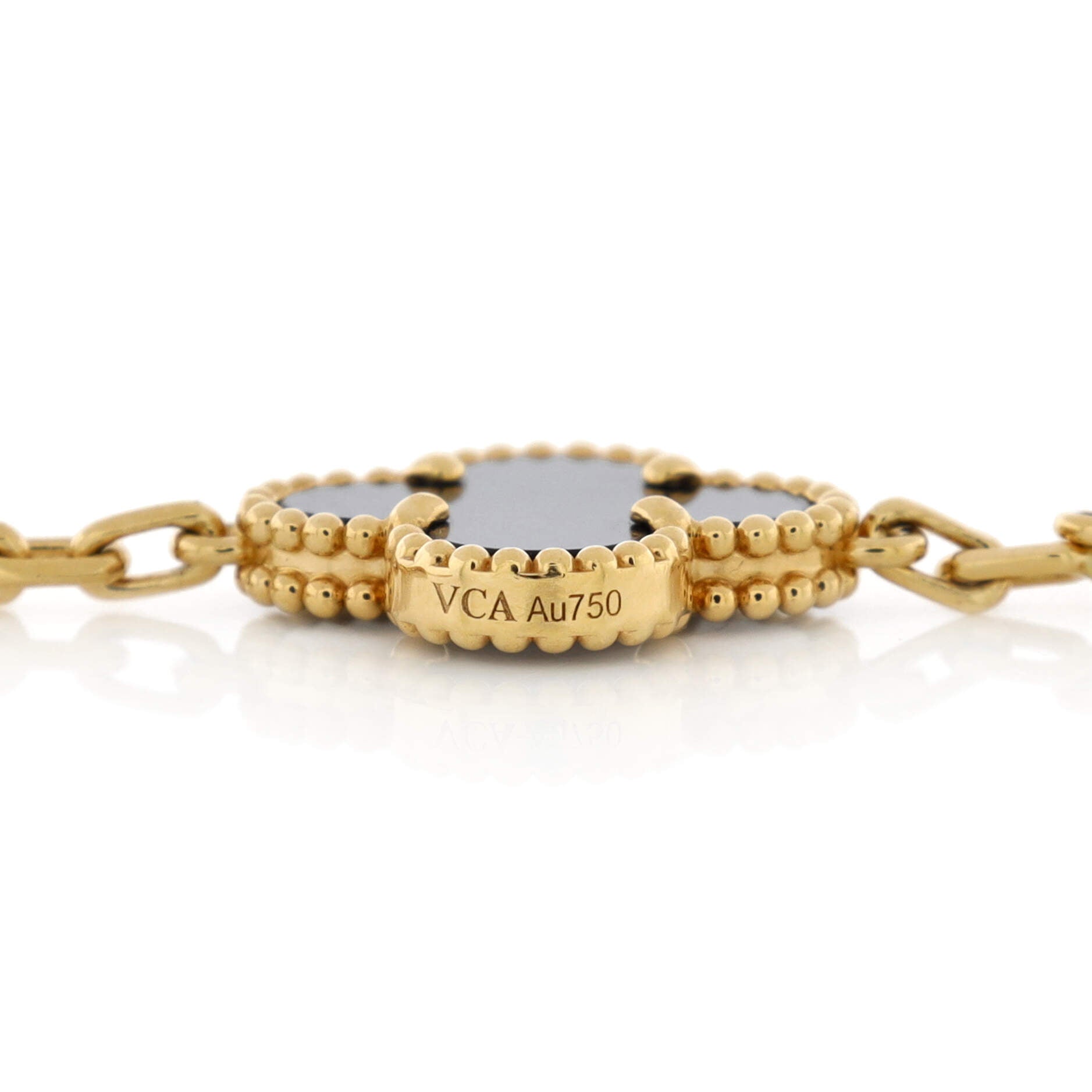 Vintage Alhambra 5 Motifs Bracelet 18K Yellow Gold and Onyx