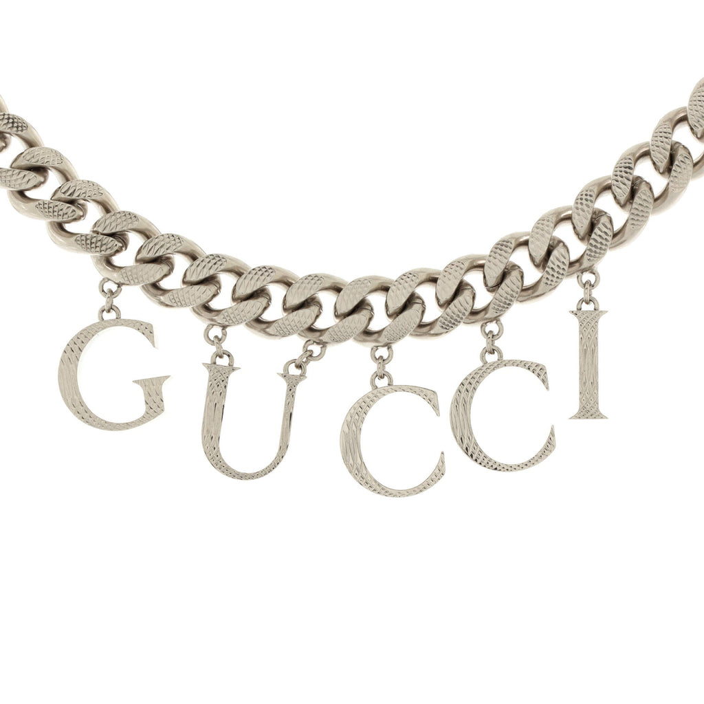 Logo Chain Choker Necklace Metal