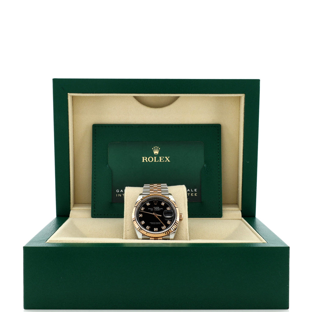 Oyster Perpetual Datejust Automatic Watch Stainless Steel and Rose Gold with Diamond Markers 36