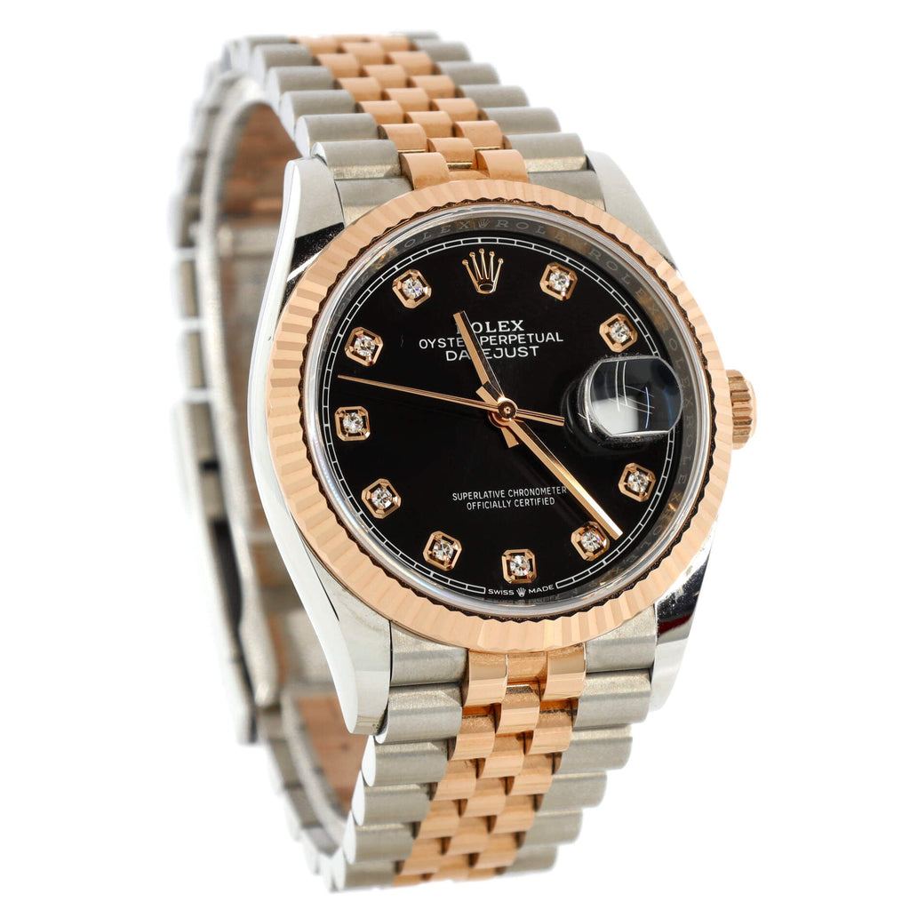 Oyster Perpetual Datejust Automatic Watch Stainless Steel and Rose Gold with Diamond Markers 36