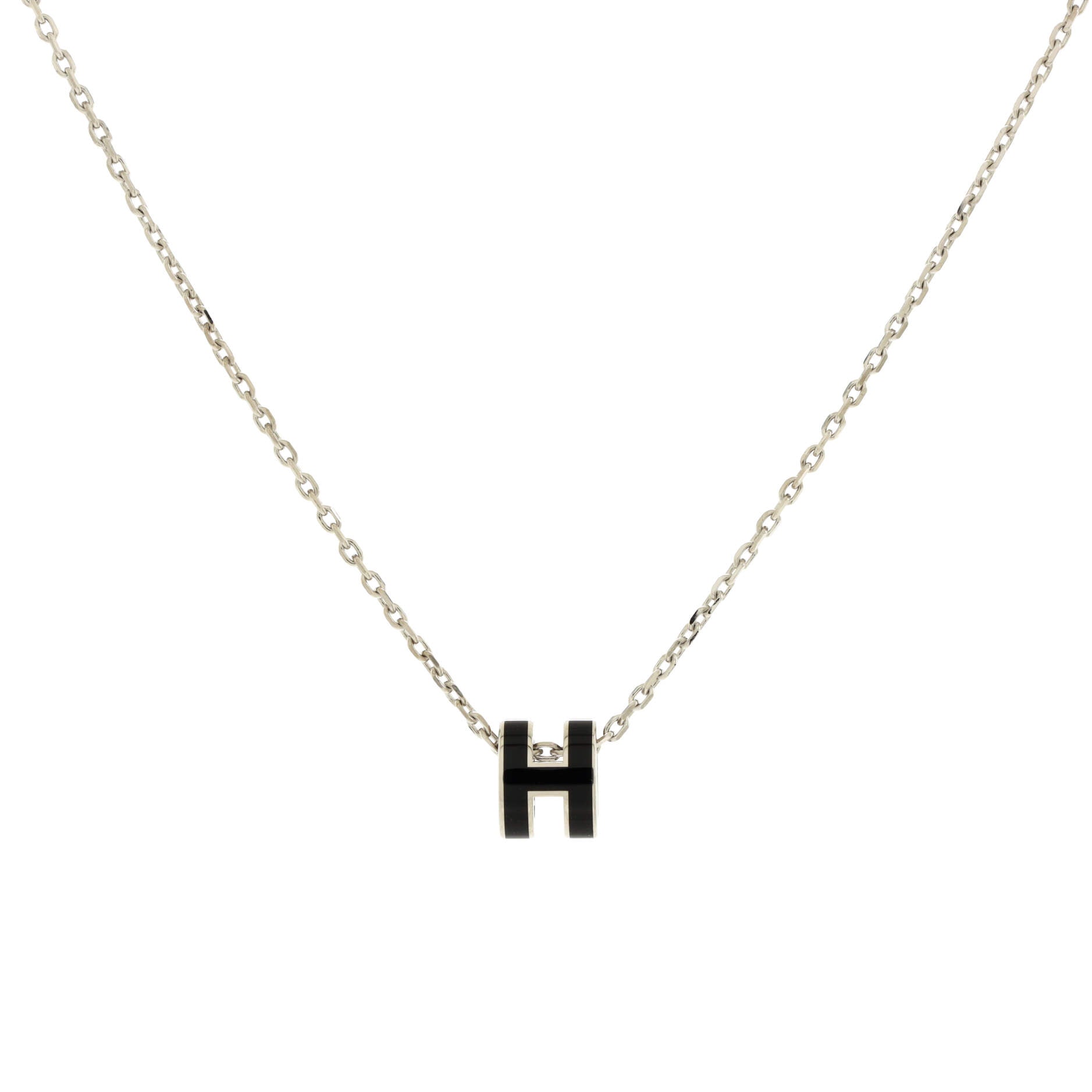 Pop H Pendant Chain Necklace Metal and Enamel Mini