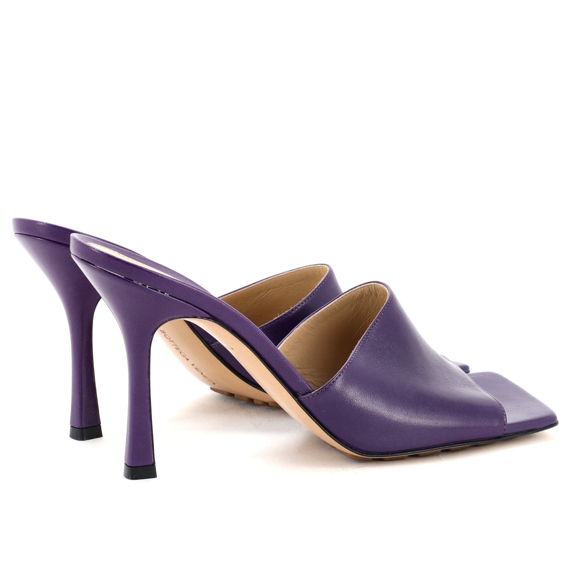 Women's Stretch Mule Heeled Sandals Leather