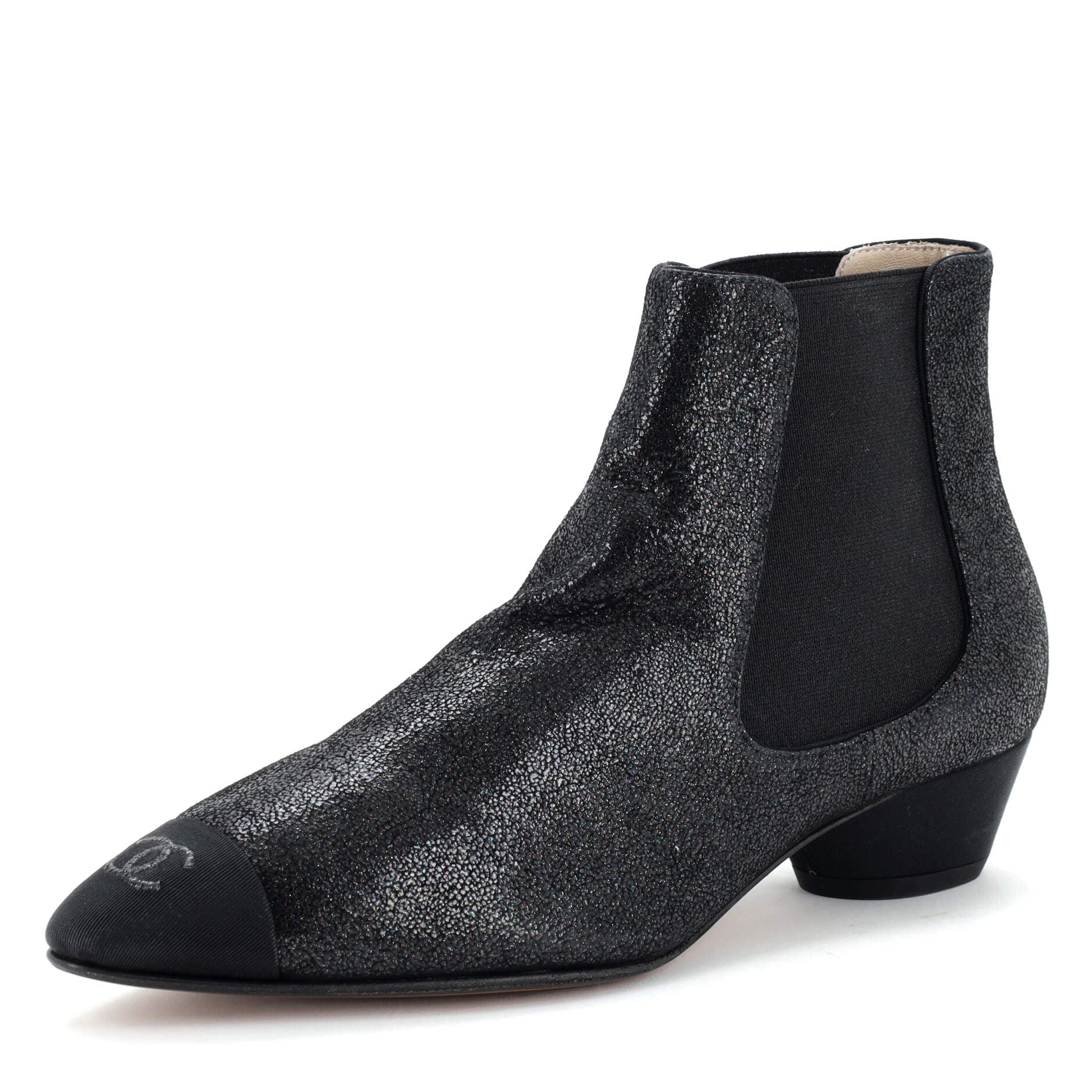 Women's Cap Toe Ankle Boots Iridescent Calfskin