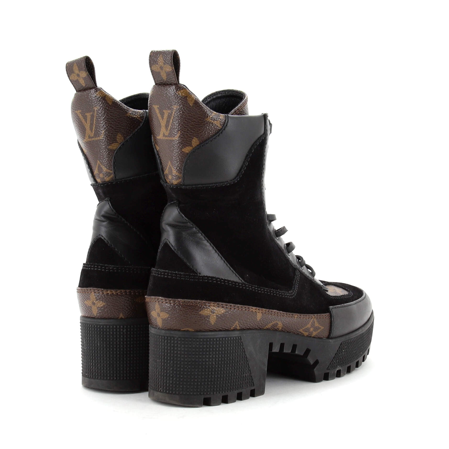 Women's Laureate Platform Desert Boots Suede with Monogram Canvas