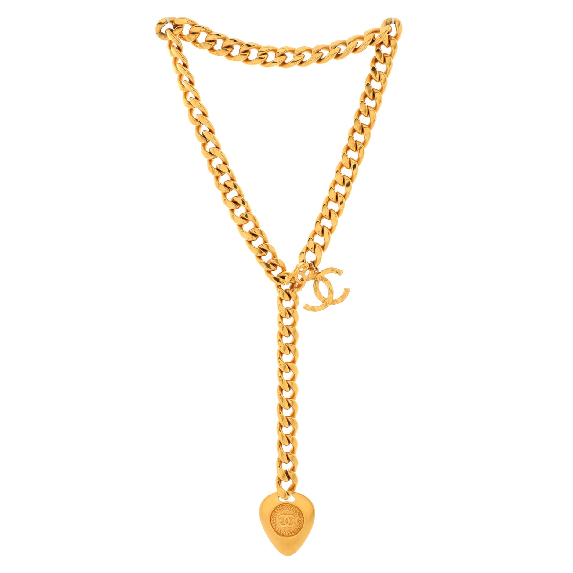 CC Heart Lariat Necklace Metal