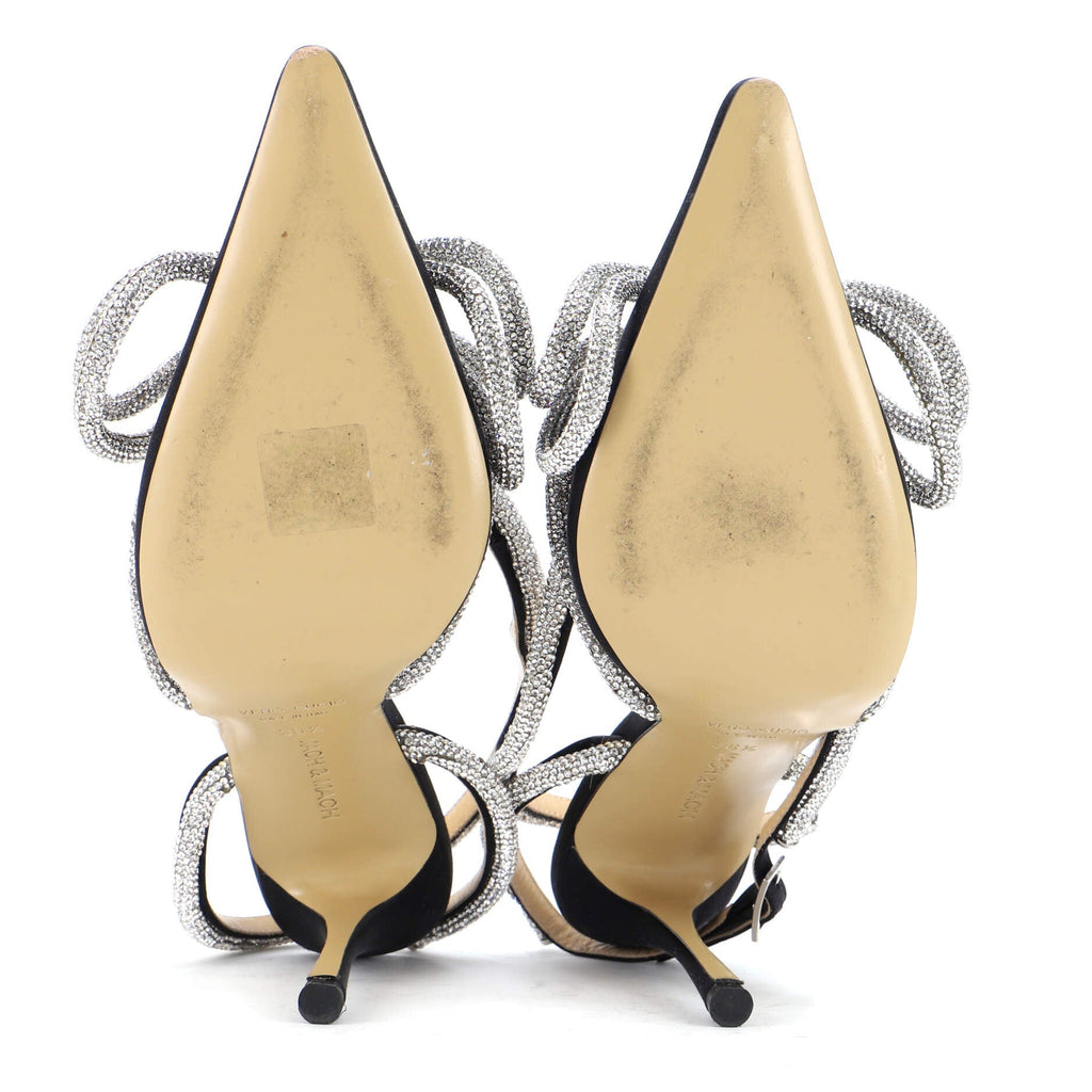 Women's Double Bow Ankle Strap Pumps Satin 110