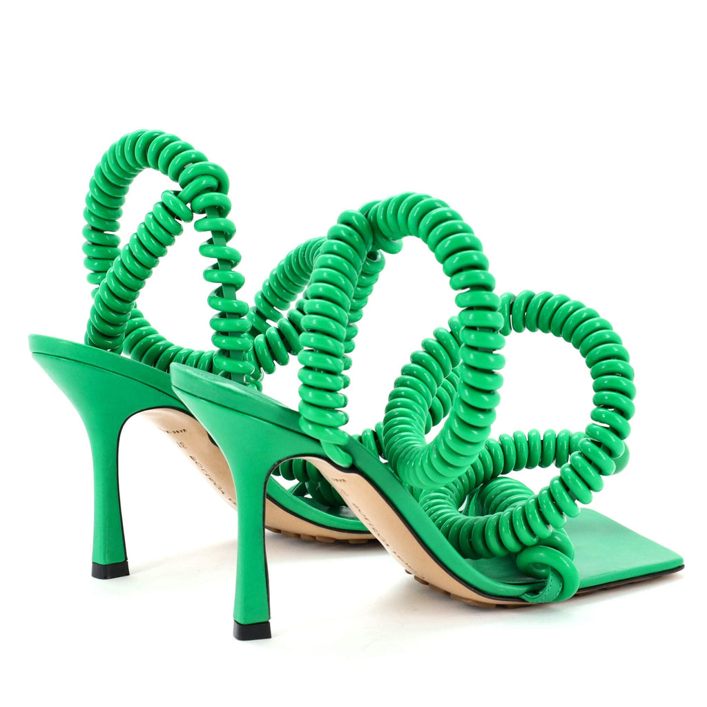 Women's Wire Stretch Heeled Sandals Leather and Rubber