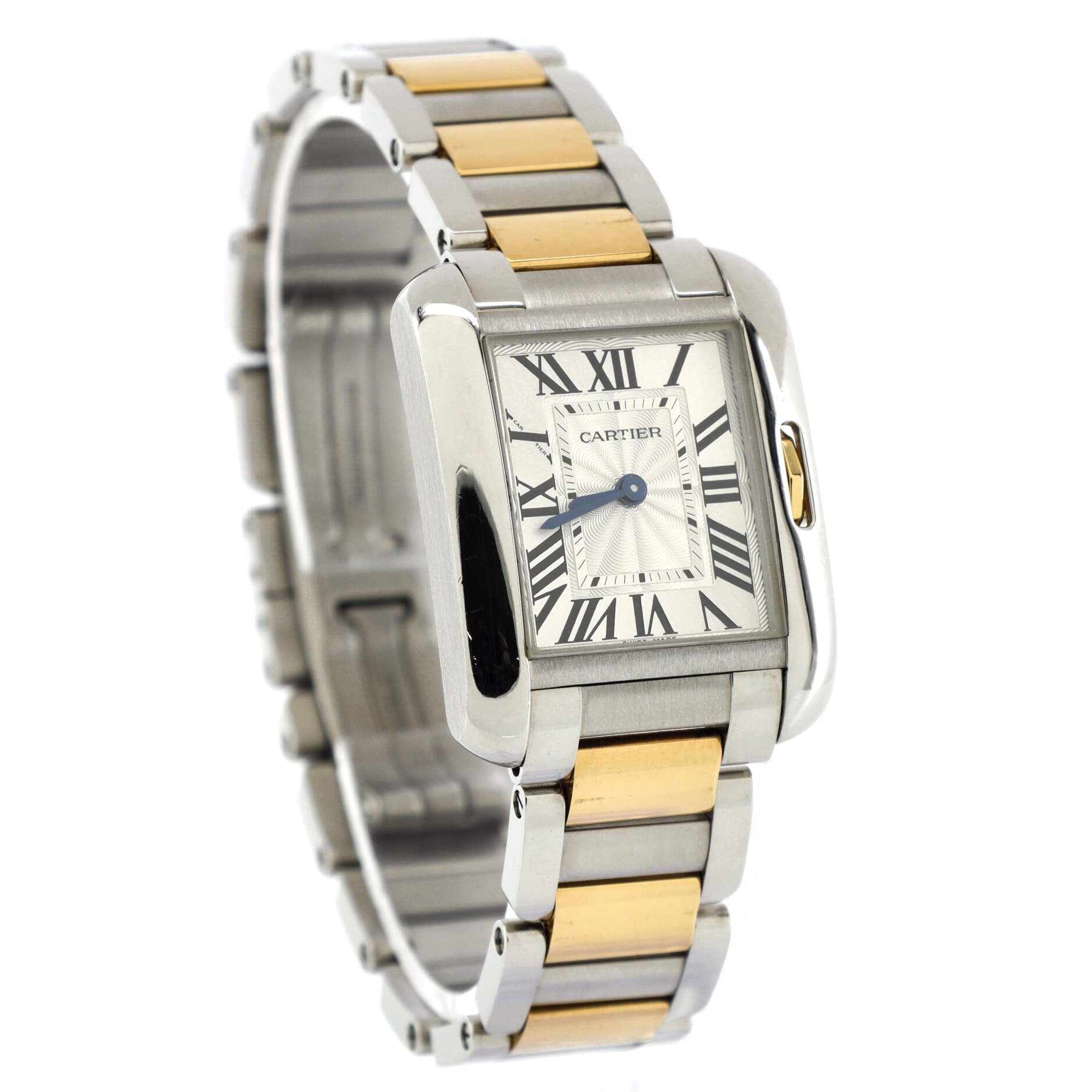 Tank Anglaise Quartz Watch Stainless Steel and Yellow Gold 23