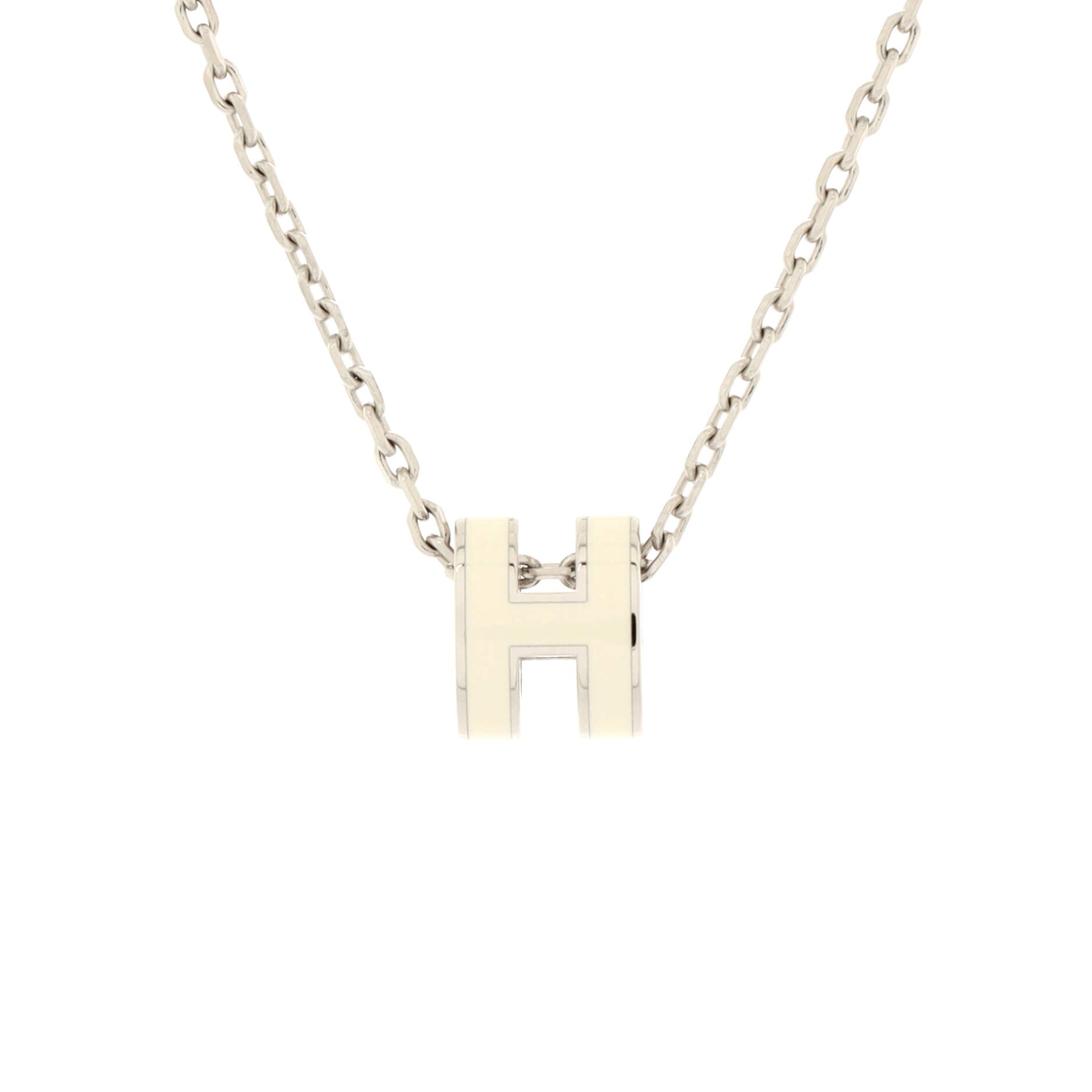 Pop H Pendant Chain Necklace Metal and Enamel Mini