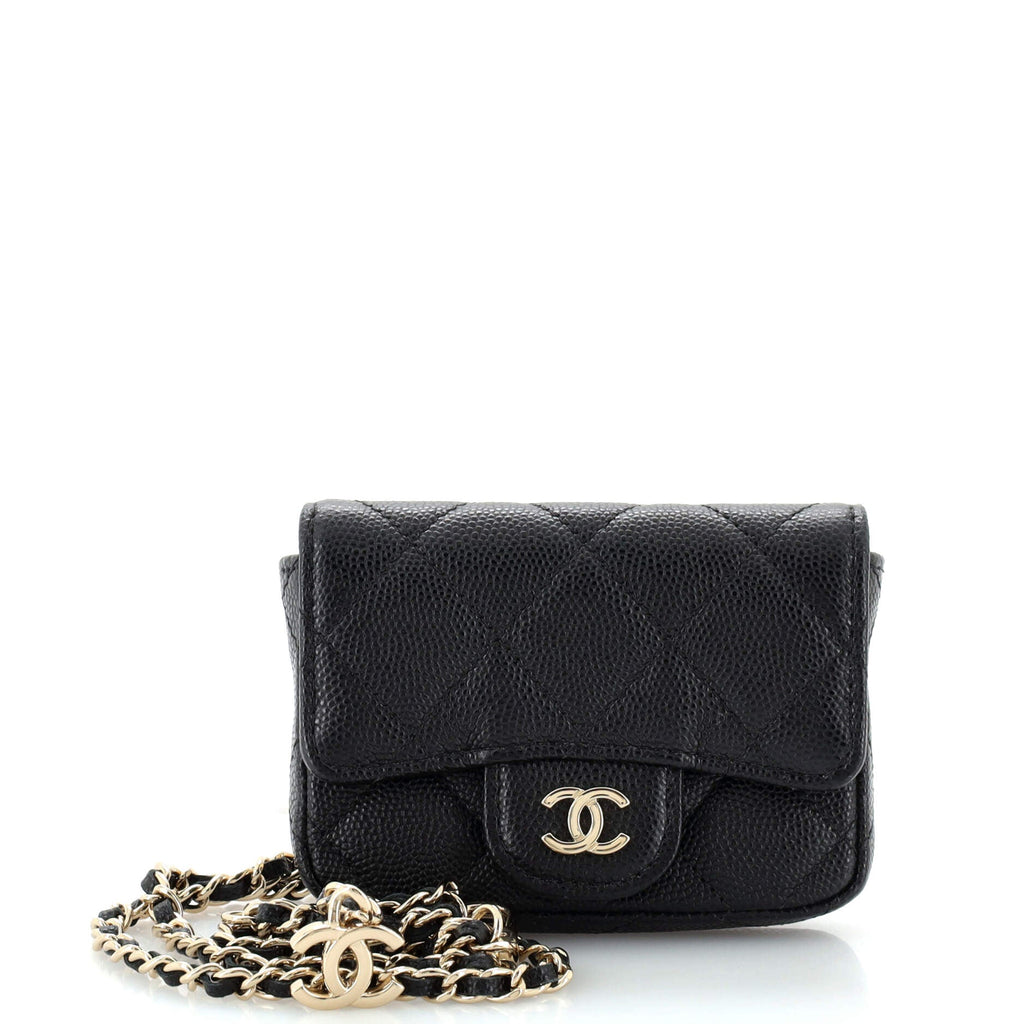 Classic Flap Chain Belt Bag Quilted Caviar Mini
