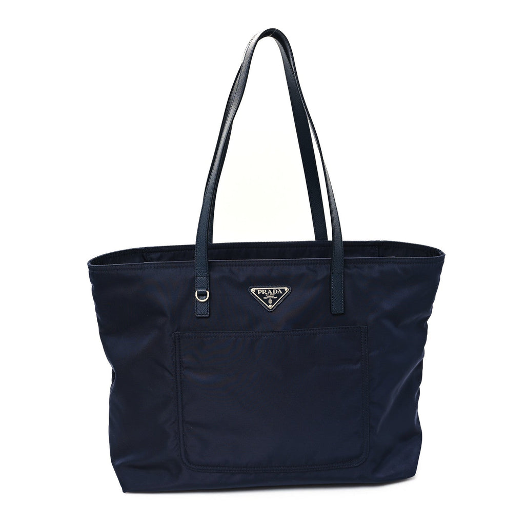 Tessuto Nylon Saffiano Vela Tote Bleu