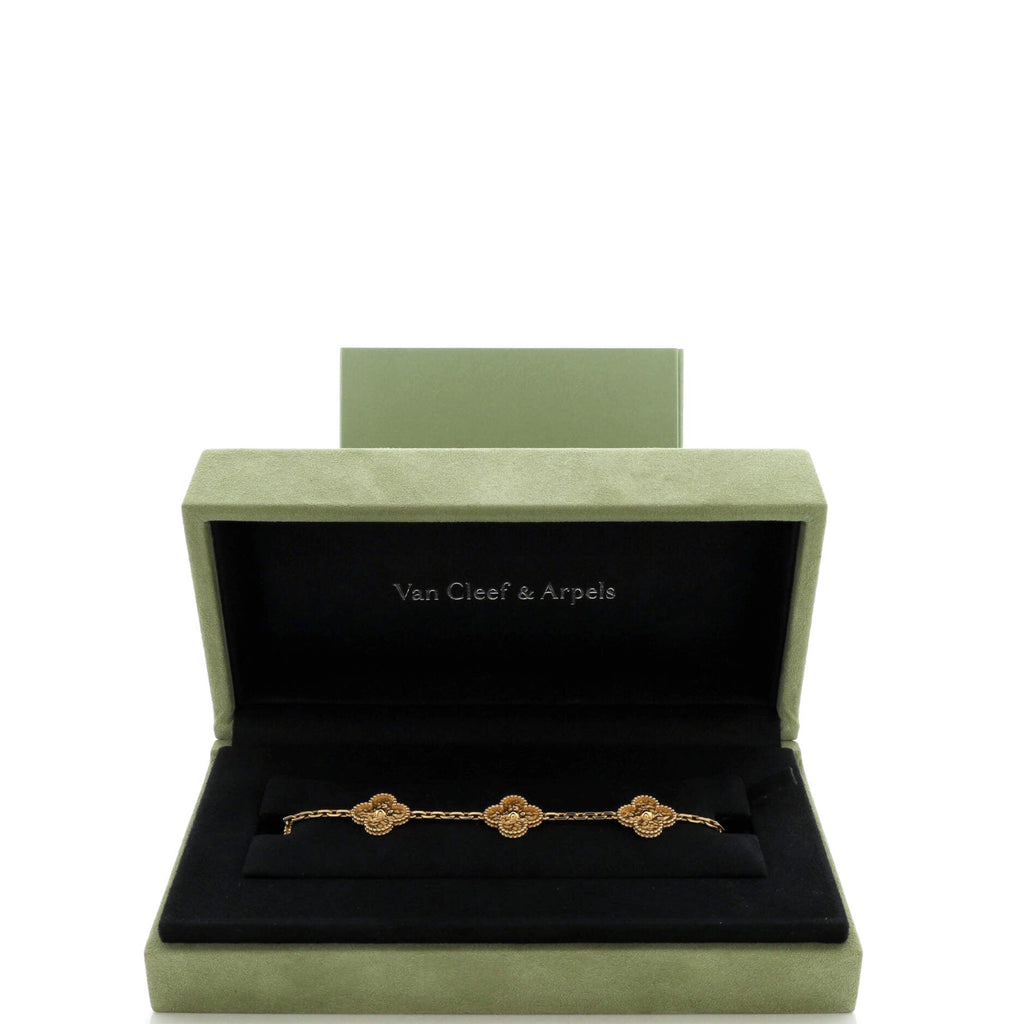 Vintage Alhambra 5 Motifs Bracelet 18K Yellow Gold