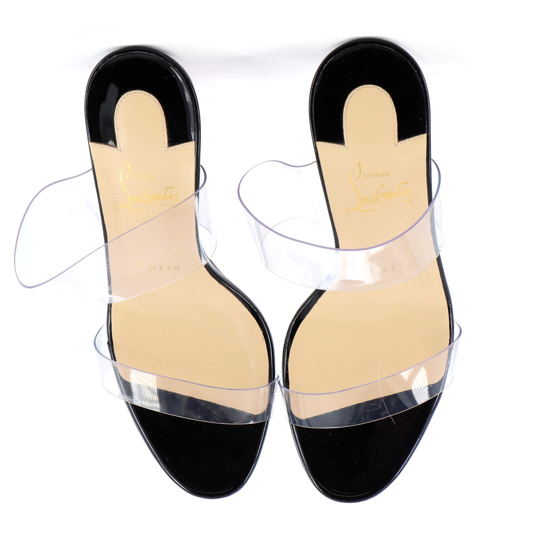 Just Nothing Mule Heeled Sandals PVC and Patent 85