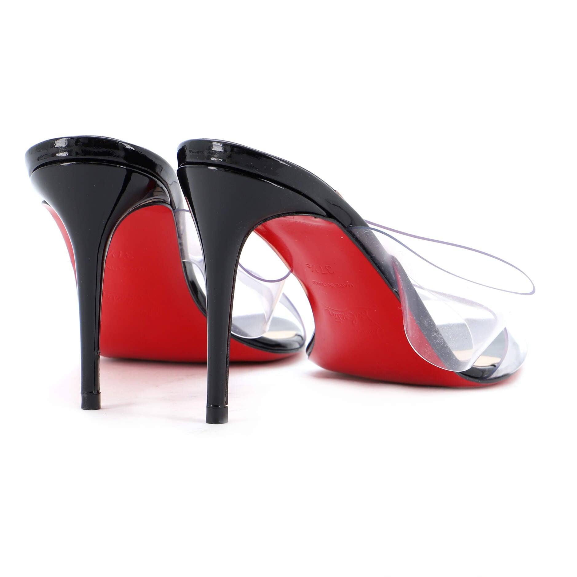 Just Nothing Mule Heeled Sandals PVC and Patent 85