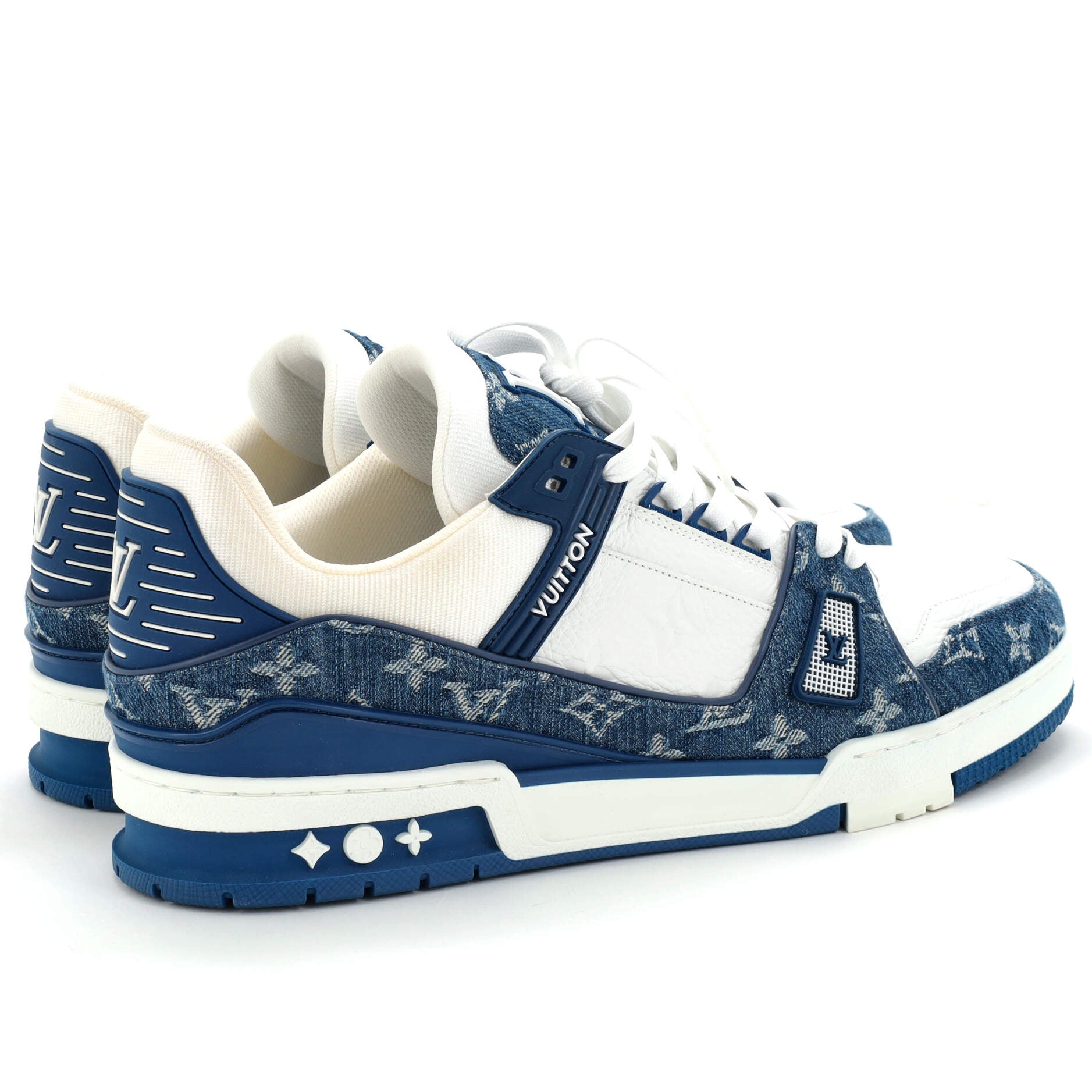 Men's LV Trainer Sneakers Monogram Empreinte Leather and Monogram Denim