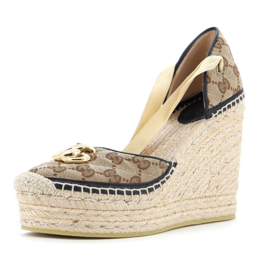 Women's GG Marmont Wedge Espadrilles Diagonal Quilted GG Canvas