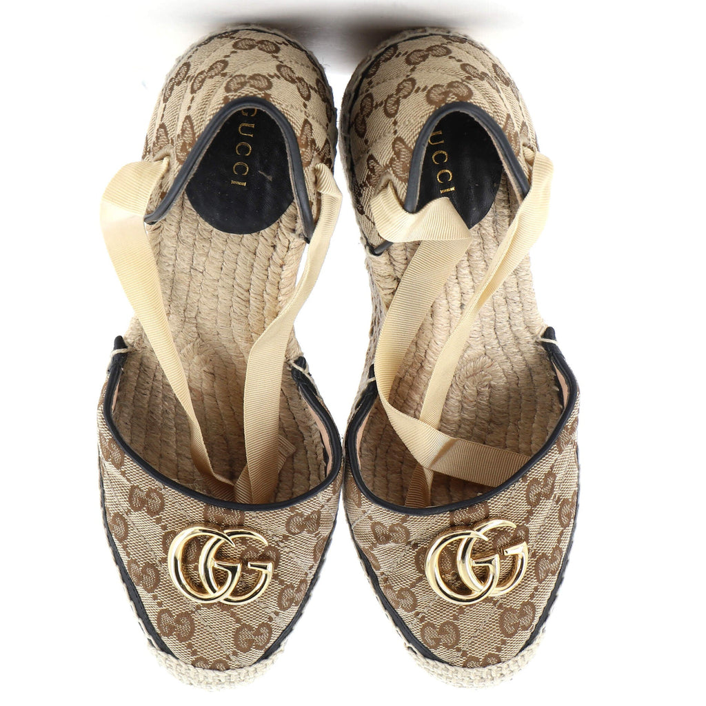 Women's GG Marmont Wedge Espadrilles Diagonal Quilted GG Canvas