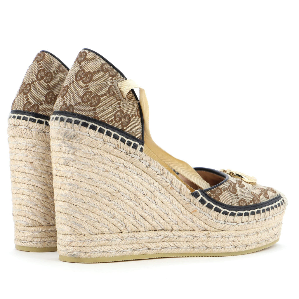 Women's GG Marmont Wedge Espadrilles Diagonal Quilted GG Canvas