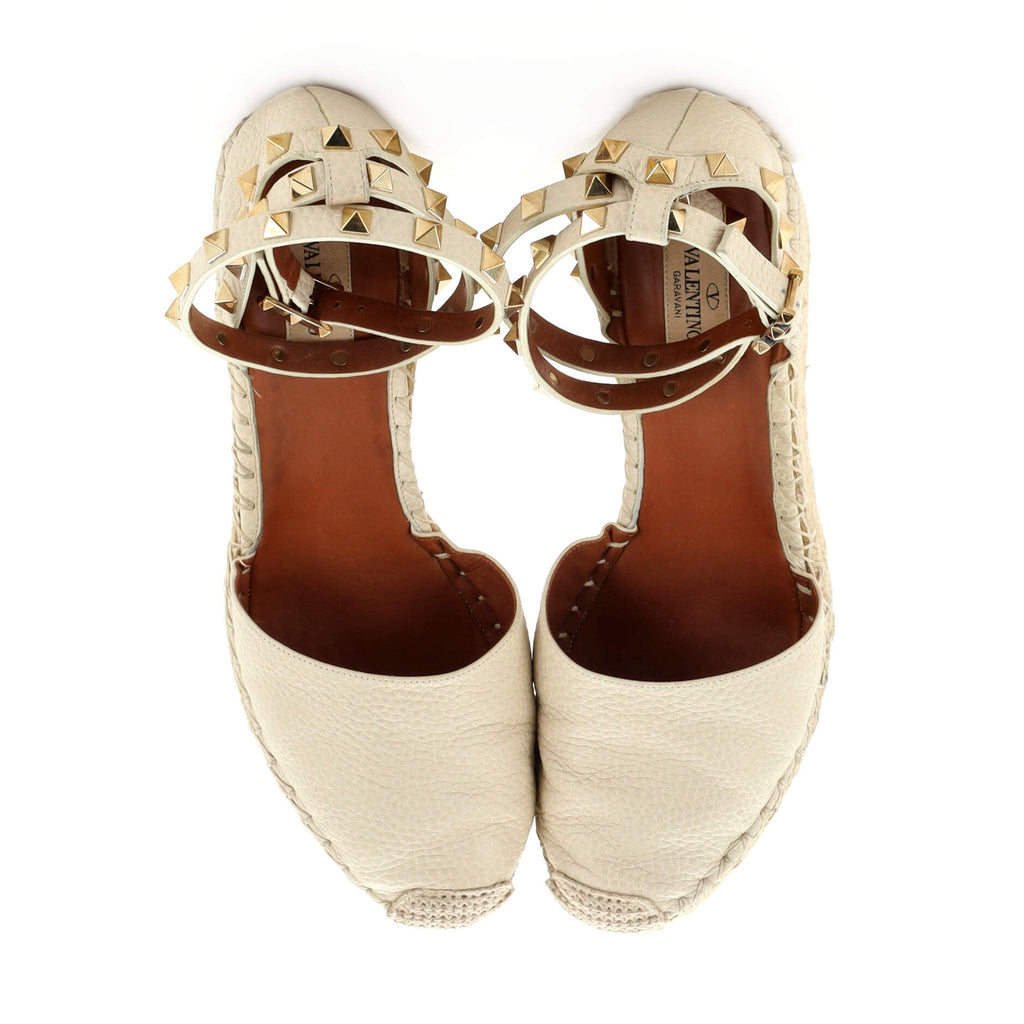 Women's Rockstud Wedge Espadrilles Leather