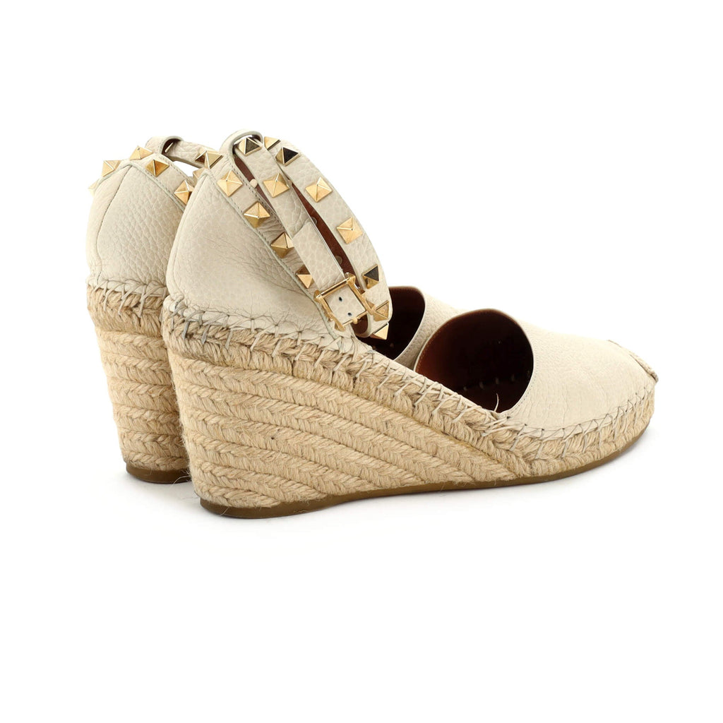 Women's Rockstud Wedge Espadrilles Leather