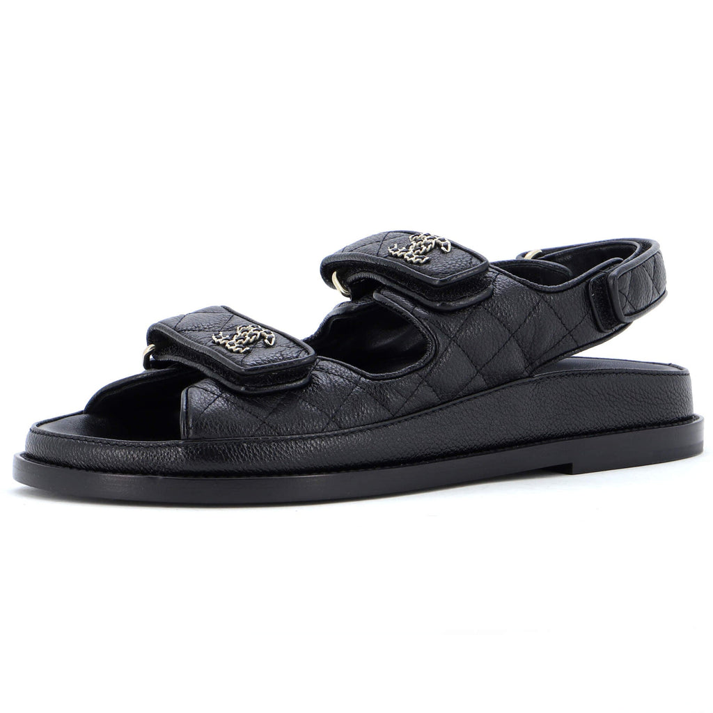 Women's Velcro Dad Sandals Quilted Leather