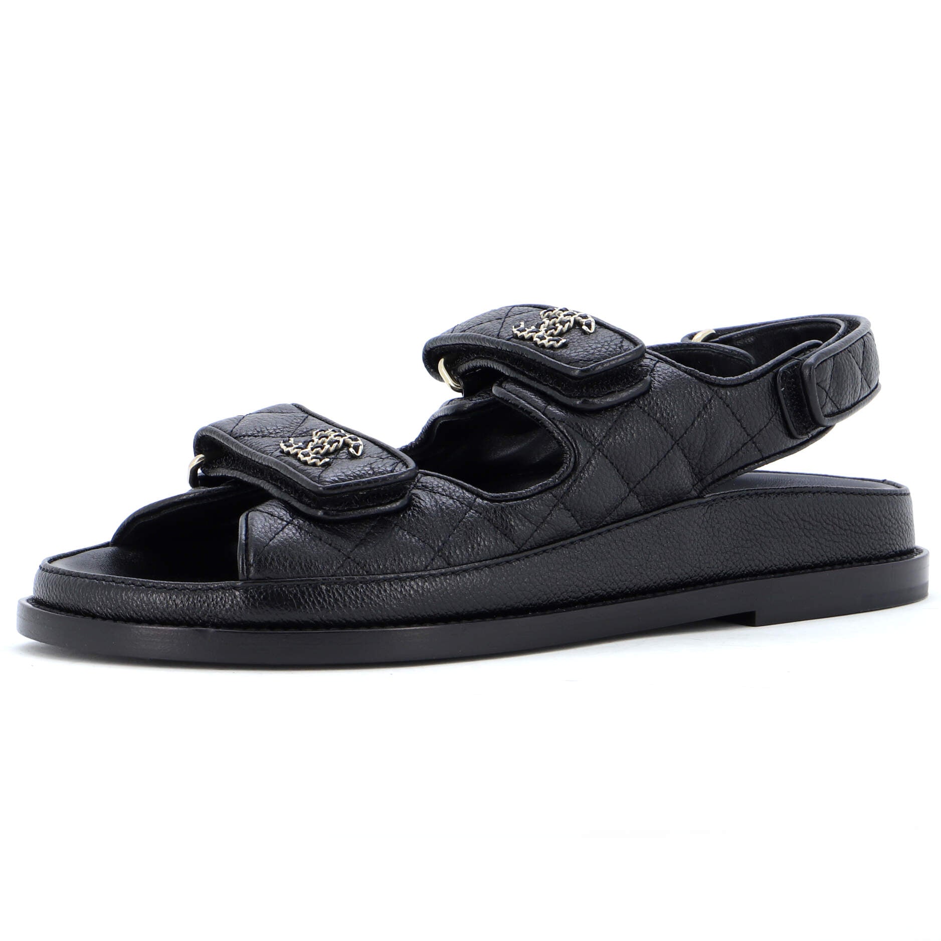 Women's Velcro Dad Sandals Quilted Leather