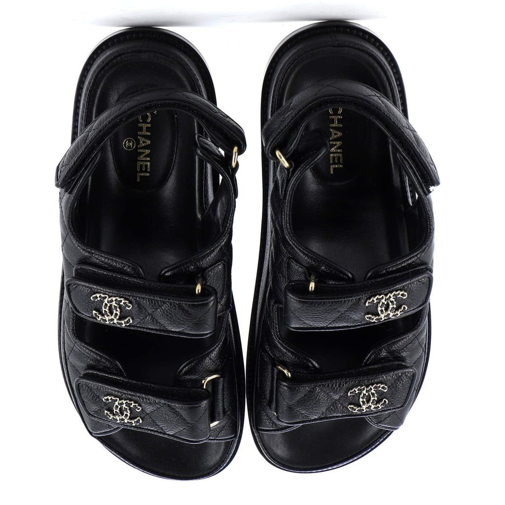 Women's Velcro Dad Sandals Quilted Leather