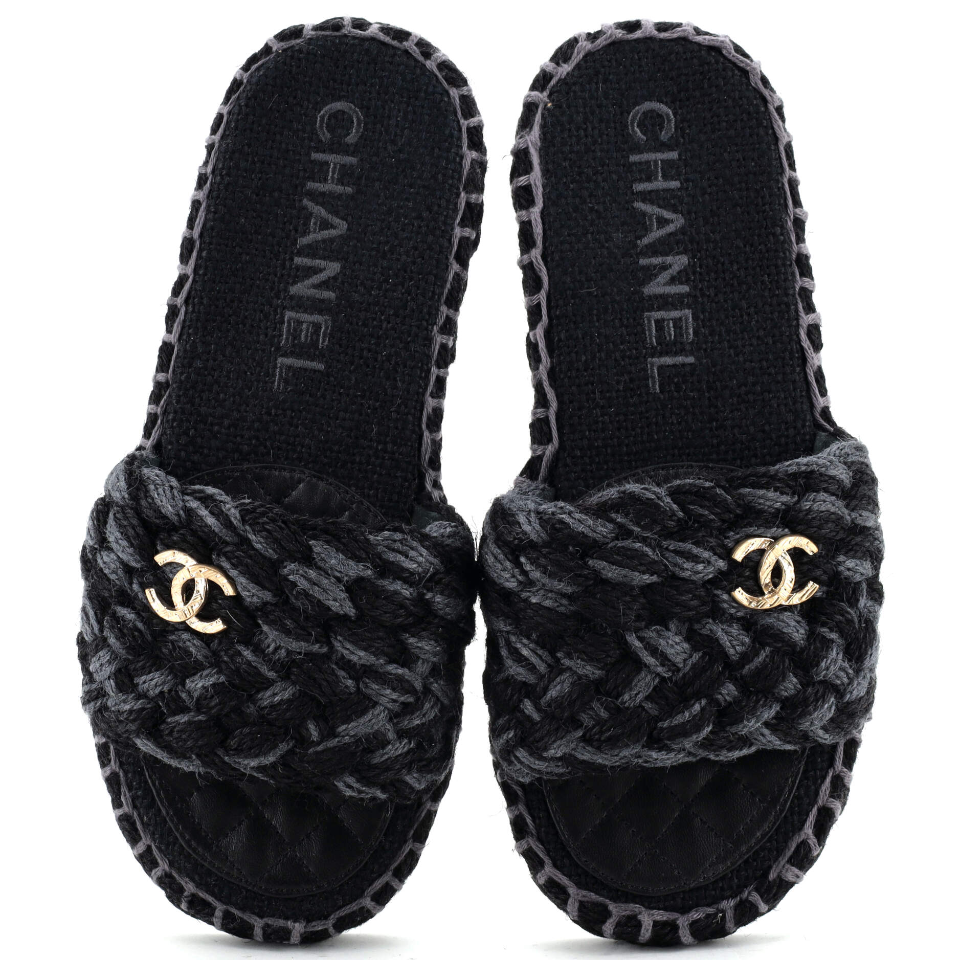 Women's CC Slide Mules Braided Fabric