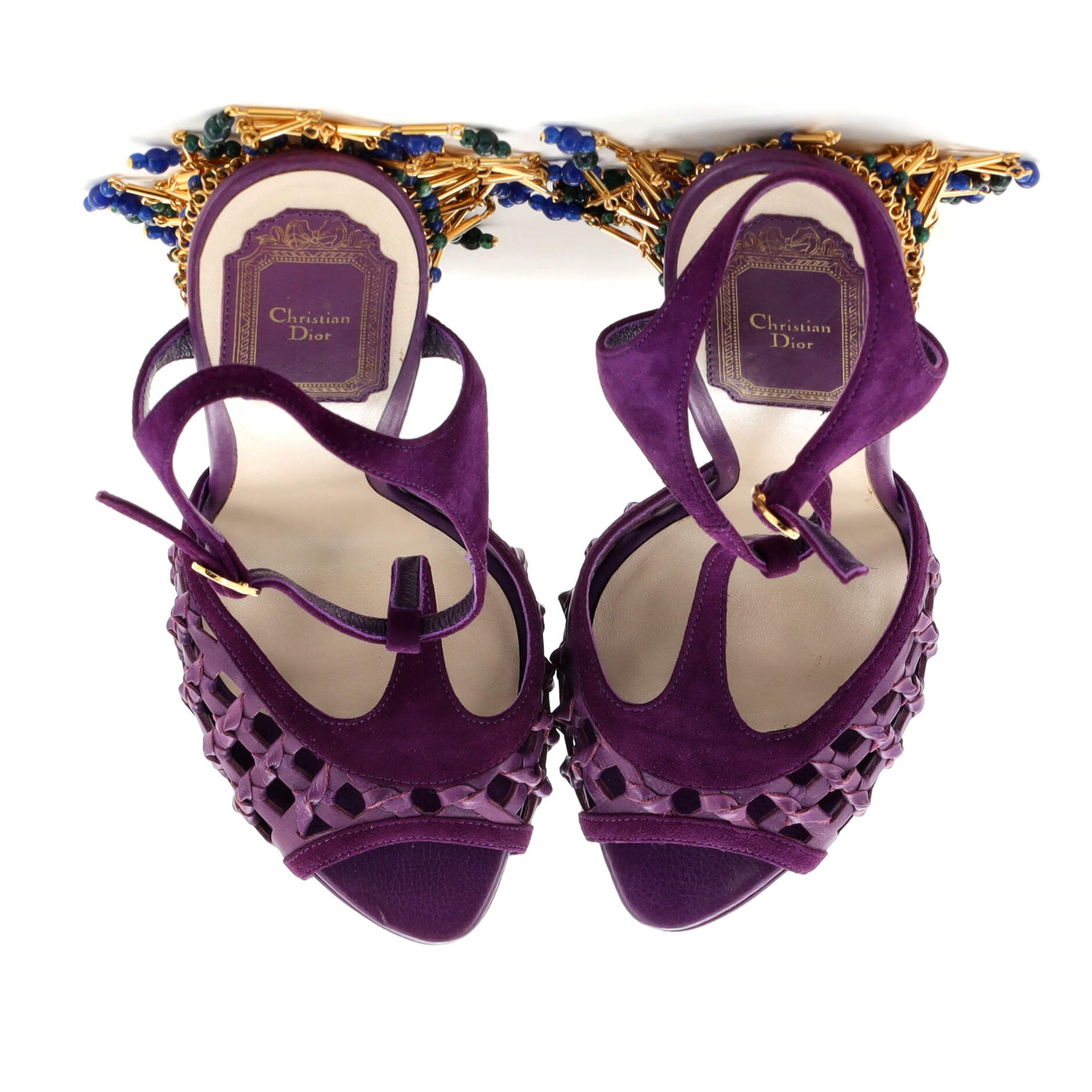 Women's Cha Cha Platform Sandals Leather and Suede with Beaded Detail