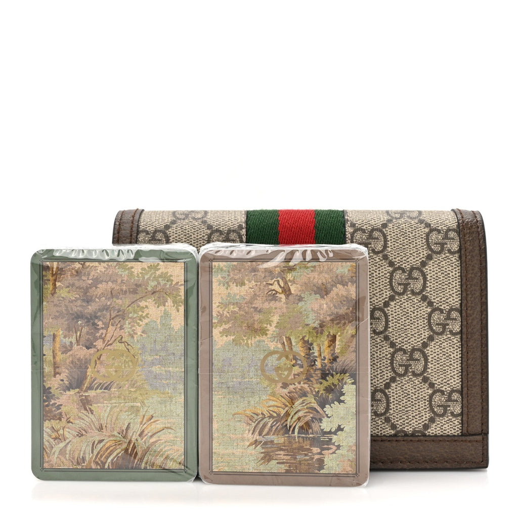 GG Supreme Monogram Web Ophidia Double Playing  Case Beige New Acero