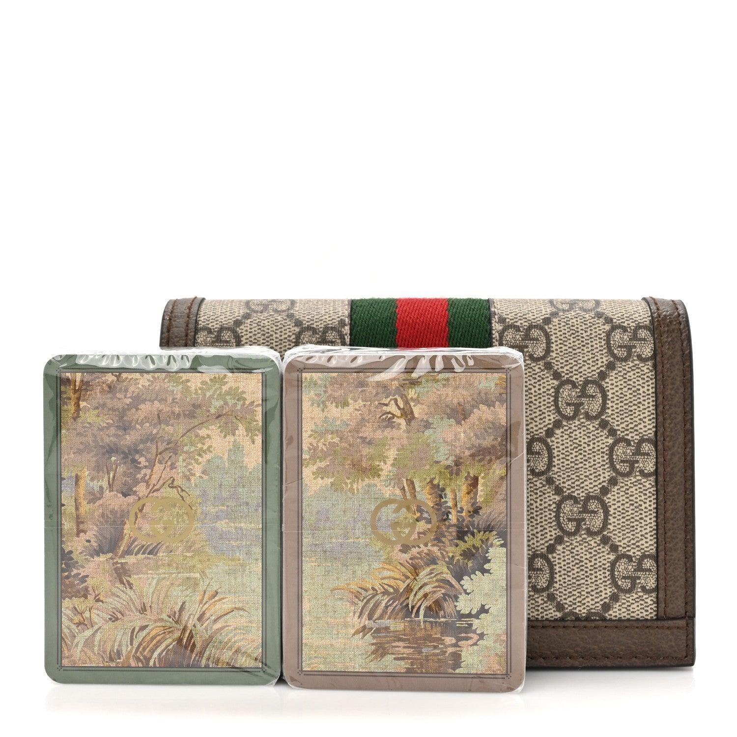 GG Supreme Monogram Web Ophidia Double Playing  Case Beige New Acero