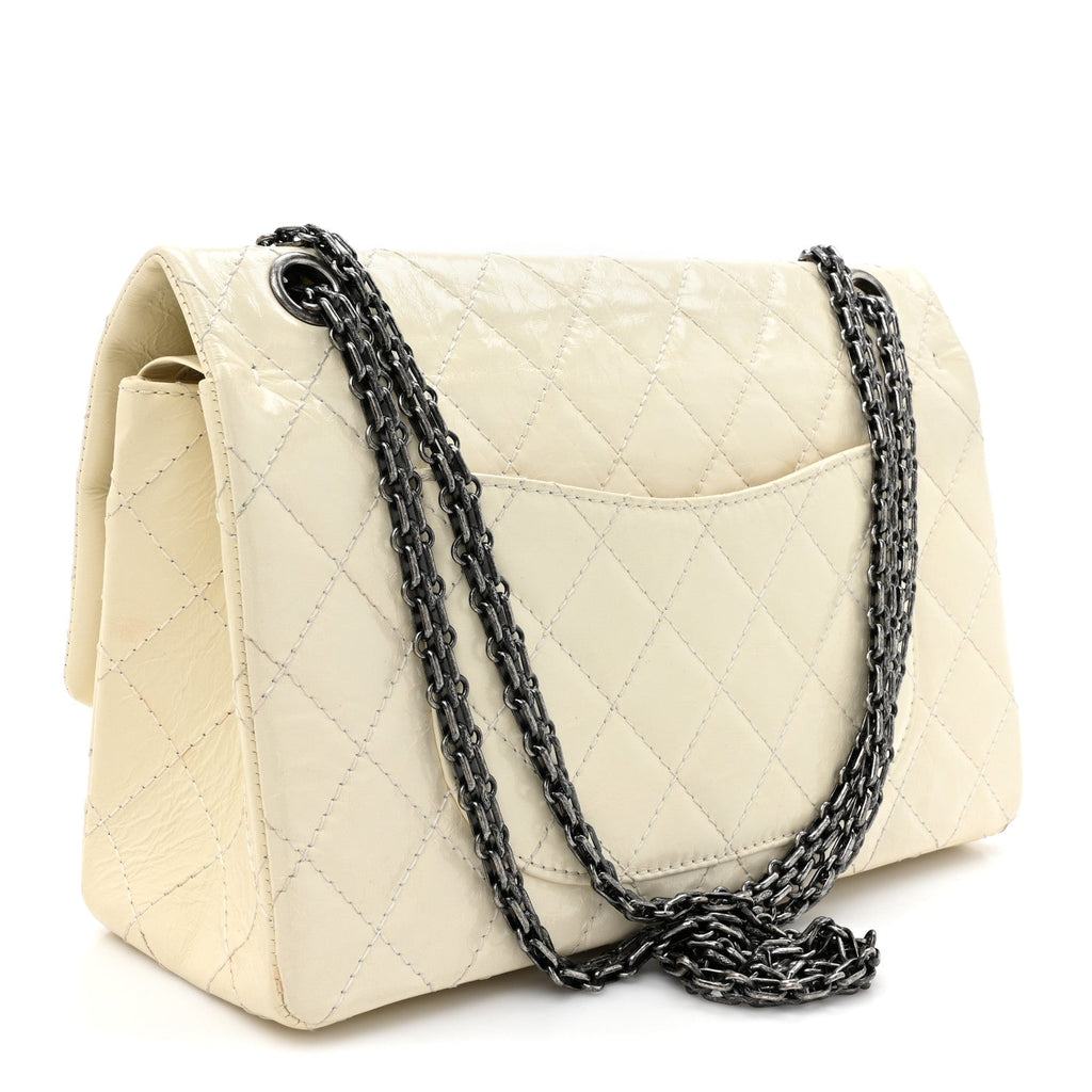 Distressed Patent Quilted 2.55 Reissue 226 Flap Ivory
