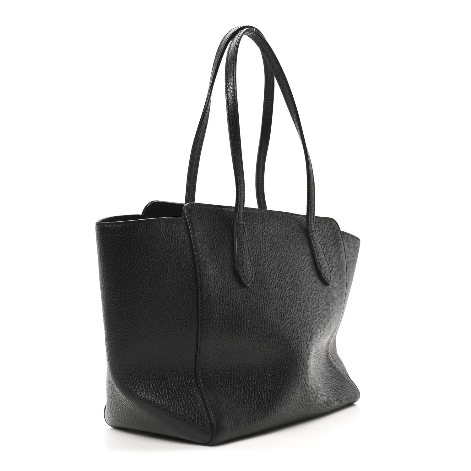 Pebbled Calfskin Small Swing Tote Black