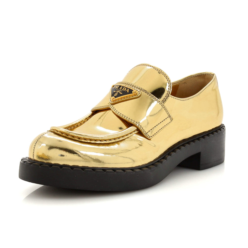 Women's Triangle Logo Loafers Spazzolato Leather