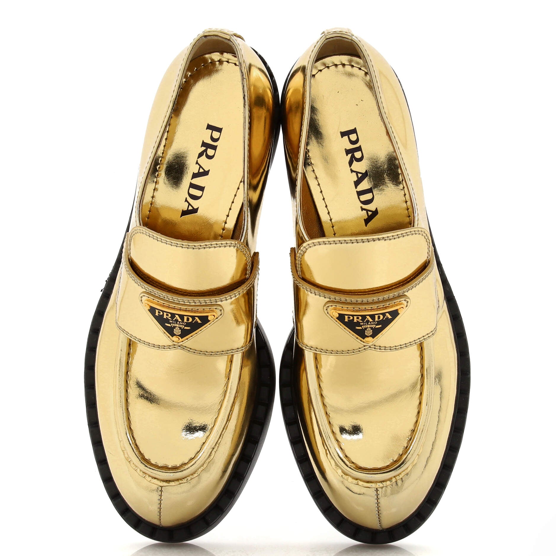 Women's Triangle Logo Loafers Spazzolato Leather