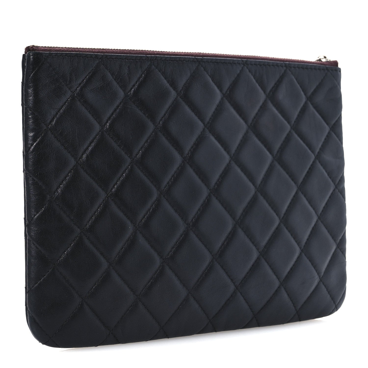 Lambskin Quilted Medium Cosmetic Case Black