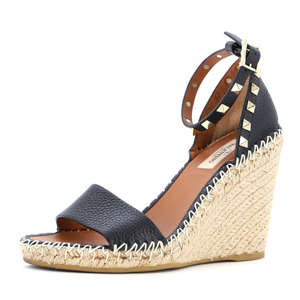 Women's Rockstud Wedge Espadrilles Leather