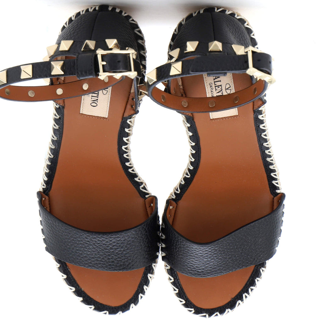 Women's Rockstud Wedge Espadrilles Leather