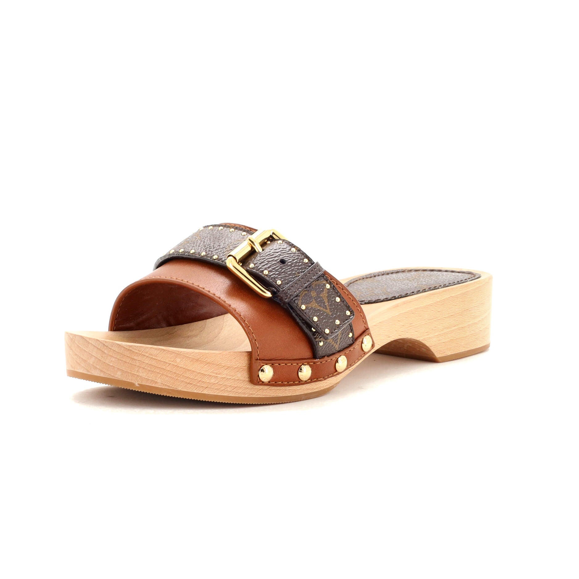 Women's Cottage Mules Leather with Monogram Canvas